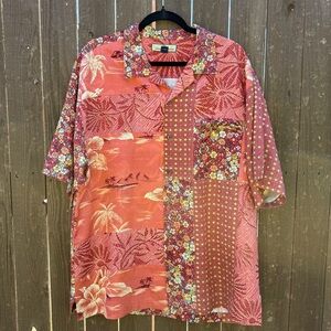 Tommy Bahama 100% Silk Patchwork Hawaiian Shirt L